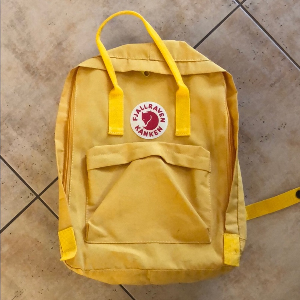 USED yellow fjallraven kanken backpack